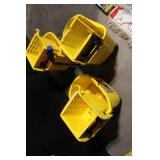 Lot of 3 Commercial Mop Buckets with Wringers and Mop Heads