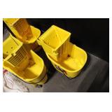 Lot of 3 Commercial Mop Buckets with Wringers and Mop Heads