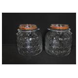 Set of 2 Glass Storage Jars, Crystal Perfume Bottle, and Ornate Picture Frame