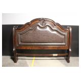 Ornate Queen Size Wood and Upholstered Headboard with Footboard