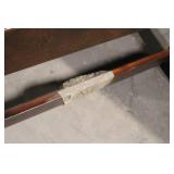 Ornate Queen Size Wood and Upholstered Headboard with Footboard