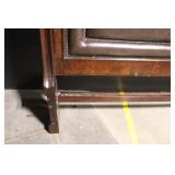 Ornate Queen Size Wood and Upholstered Headboard with Footboard