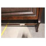 Ornate Queen Size Wood and Upholstered Headboard with Footboard