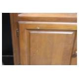 Pair of Wooden Corner Bookcases with Cabinet Doors