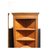 Pair of Wooden Corner Bookcases with Cabinet Doors