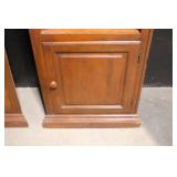 Pair of Wooden Corner Bookcases with Cabinet Doors