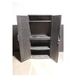 Black Plastic Storage Cabinet with Shelves and Lock, 36x22x72 Inches