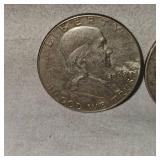 Lot of 2 Franklin Halfs, 50c 1963 Silver