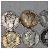 (10) Mercury Silver Dimes Assortment