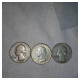 (3) Washington Silver, 25c