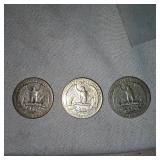 (3) Washington Silver, 25c