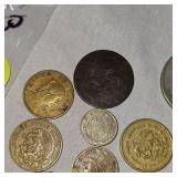 1962 Franklin Halfs, 50c, and Assortment of Spanish Coins