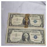 Lot of 2-Series 1957 Star Note $1 Silver Certificates
