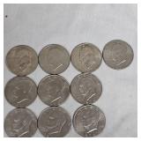 Assortment of Ike "Silver" Dollars, Early 70