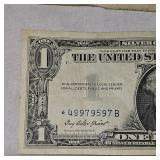 (2) 1957 "Star Note" Silver $1 Certificates