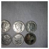 Mercury Silver Dimes, 10c (10)