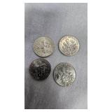 (4) AU Roosevelt Dimes, 10c
