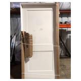 JELD-WEN 36 in. x 80 in. 2 Panel Monroe Primed Right-Hand Smooth Solid Core Molded Composite MDF Single Prehung Interior Door   Customer Returns See  Pictures