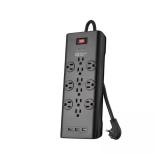 Commercial Electric 6 ft. 12-Outlet Black Surge Protector with USB