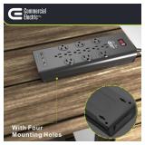 Commercial Electric 6 ft. 12-Outlet Black Surge Protector with USB