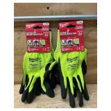 XX-Large High Visibility Level 3 Cut Resistant Polyurethane Dipped Work Gloves lot of 2