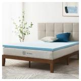 Zinus 2" Green Tea Cooling Gel Memory Foam Mattress Topper, Queen