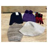 Winter hats and a pair of gloves (lot of 6)