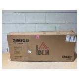 HOMCOM Bar Stools Set of 2, Upholstered Bar Height Kitchen Stools with Build-in Footrest, Solid Wood Legs, Beige