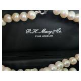 R.H MCYS & CO Fine Jewlery  White Cultured Freshwater Pearl (7mm) & Crystal Collar Jewelry Set (Missing 1 Diamond On 1 Earring)