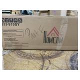 HOMCOM Wingback Double Sofa Linen Fabric Upholstery Button Tufted Loveseat Armless Couch Modern Contemporary Living Room Settee with Wood Legs, Gray