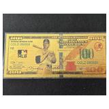 24K Gold Foil $100 Dollar Note Mickey Mantle Yankees