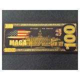 24K Gold Foil $100 Dollar Note Drill Baby Drill Trump 2024