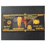 24K Gold Foil $100 Dollar Note Trump