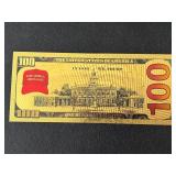 24K Gold Foil $100 Dollar Note Trump