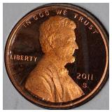 2008-S Lincoln Proof, 2009-D Lincoln Cent, 2010-S Lincoln Cent Proof, and 2011-S Lincoln Cent Proof.