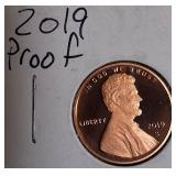 2018-S Lincoln Cent Proof, two 2019-S Lincoln Cent Proofs, and 2022-S Shield Reverse Lincoln Cent Proof.