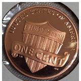 2018-S Lincoln Cent Proof, two 2019-S Lincoln Cent Proofs, and 2022-S Shield Reverse Lincoln Cent Proof.