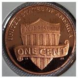 2018-S Lincoln Cent Proof, two 2019-S Lincoln Cent Proofs, and 2022-S Shield Reverse Lincoln Cent Proof.