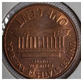 1982-D UNC Copper Large Date, 1960-D UNC Large Date, 1960-D MS-64, and a Small Date Lincoln cent