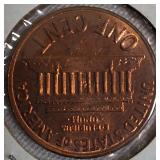 1982-D UNC Copper Large Date, 1960-D UNC Large Date, 1960-D MS-64, and a Small Date Lincoln cent