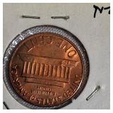 1982-D UNC Copper Large Date, 1960-D UNC Large Date, 1960-D MS-64, and a Small Date Lincoln cent