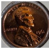 1982 UNC Small Copper Dated Lincoln Cent Proof, 1964, 1961, and 1963 Lincoln Cent Proofs