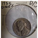 1955 D/S Jefferson Nickel, 1956 FS Jefferson Nickel, 1962 Jefferson Nickel, and 1964 D FS Jefferson Nickel.