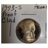 1992-S Jefferson Proof Nickel, 1993-S Proof Clad Nickel, 1994-S Proof Clad Nickel, and 1995-S Proof Clad Nickel.