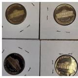 1996-S, 1997-S, 1998-S, and 1999-S Jefferson Nickel Proof Clad.