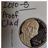 2005, 2008, 2009, and 2010- S- Jefferson nickel proof clad coins