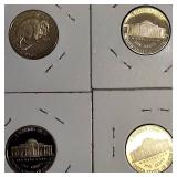 2005, 2008, 2009, and 2010- S- Jefferson nickel proof clad coins