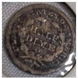 1855-O Seated Liberty Half Dime, Arrows, Variety 3