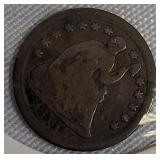 1856 Seated Liberty Half Dime, Type 2, featuring reserved stars and drapery.