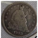 1858 Seated Liberty Half Dime